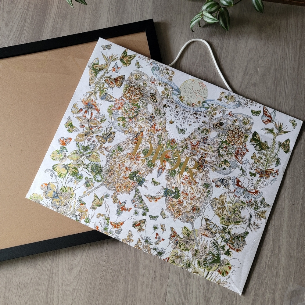 Extra Large Limited Edition Authentic Dior Butterfly Shopping Bag Framed